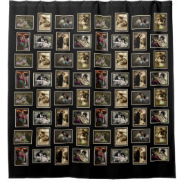 Romantische Paren  briefkaart zwart met kleur Douchegordijn