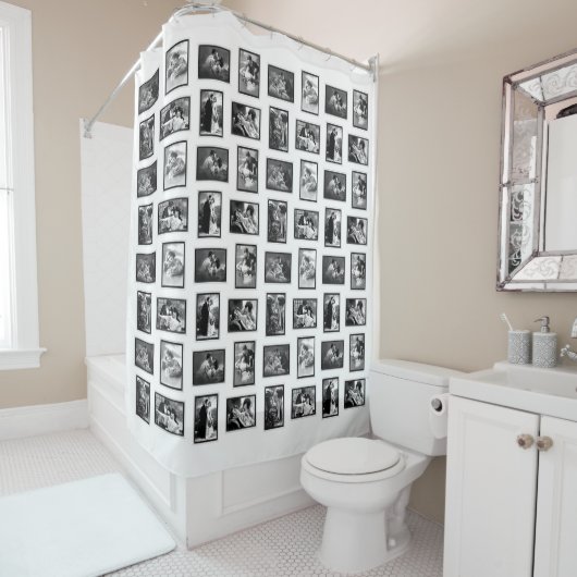 Romantische Paren  briefkaart zwart-wit Douchegordijn (In situ)