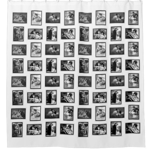 Romantische Paren  briefkaart zwart-wit Douchegordijn (Voorkant)