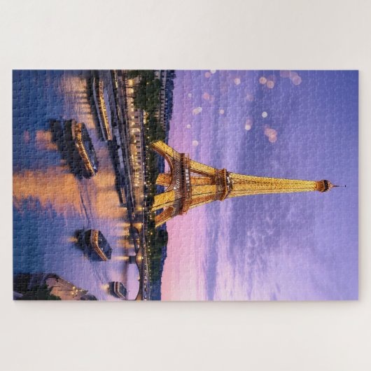 Romantische Parijs Eiffeltoren nachtscène Legpuzzel (Horizontaal)