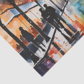 Romantische Parijs Nightscape Decoupage Tissuepapier (Detail)