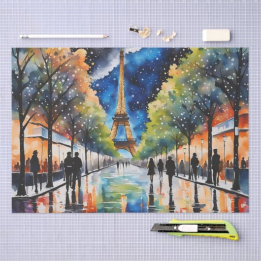Romantische Parijs Nightscape Decoupage Tissuepapier (Craft)