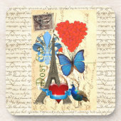 Romantische Parijse collage Bier Onderzetter (Voorkant)