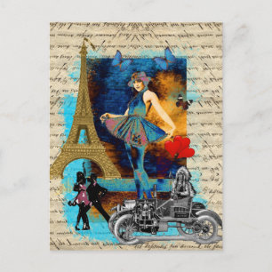 Romantische  Parijse collage Briefkaart