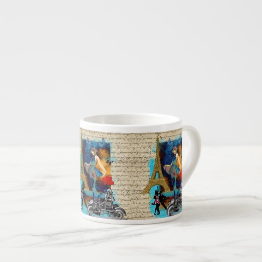 Romantische Parijse collage Espresso Kop (Voorkant rechts)