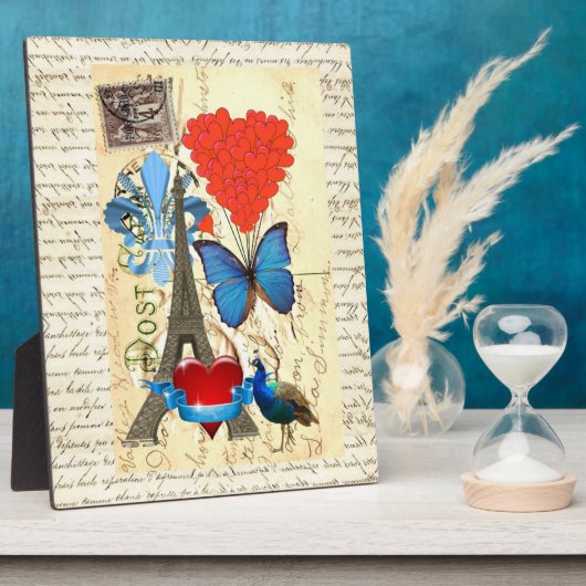 Romantische Parijse collage Fotoplaat (Zijkant)
