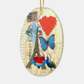 Romantische Parijse collage Keramisch Ornament (Links)