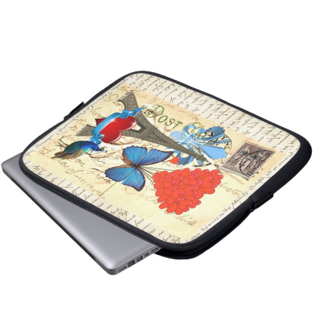 Romantische Parijse collage Laptop Sleeve (Voorkant onderkant)