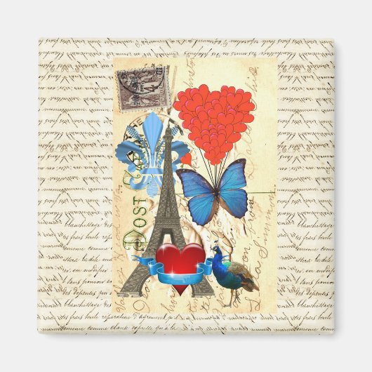 Romantische Parijse collage Magneet (Voorkant)