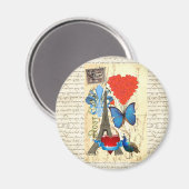 Romantische Parijse collage Magneet (Voorkant / Achterkant)