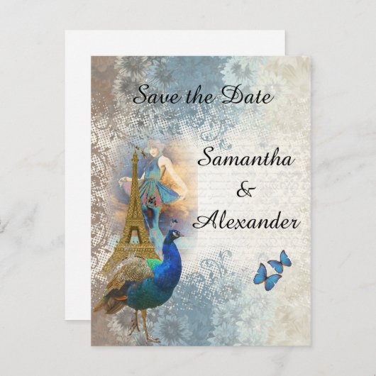  romantische Parijse collage , met uitzondering va Aankondigingskaart (Voorkant / Achterkant)