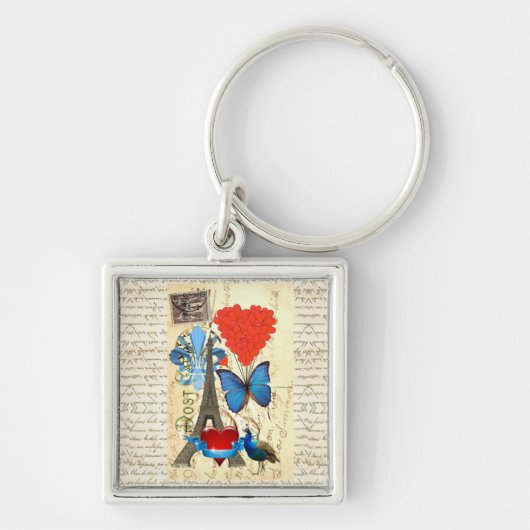 Romantische Parijse collage Sleutelhanger (Voorkant)