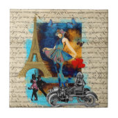 Romantische Parijse collage Tegeltje (Voorkant)