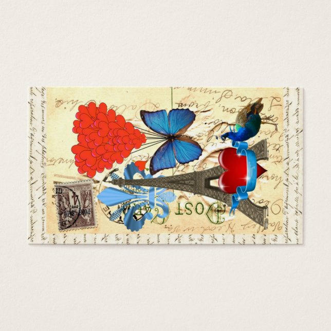 Romantische Parijse collage Visitekaartjes (Voorkant)