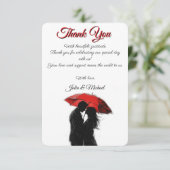 Romantische Parijse rode paraplu liefde silhouet Bedankkaart (Staand voorkant)