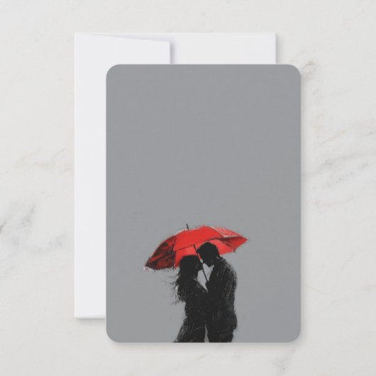 Romantische Parijse rode paraplu liefde silhouet Bedankkaart (Achterkant)