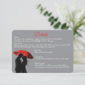 Romantische Parijse rode paraplu liefde silhouet Informatiekaartje (Staand voorkant)