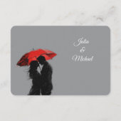 Romantische Parijse rode paraplu liefde silhouet Informatiekaartje (Achterkant)