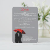 Romantische Parijse rode paraplu liefde silhouet Informatiekaartje (Staand voorkant)