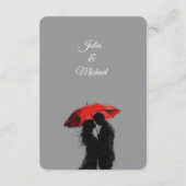 Romantische Parijse rode paraplu liefde silhouet Informatiekaartje (Achterkant)