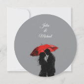 Romantische Parijse rode paraplu liefde silhouet Kaart (Achterkant)