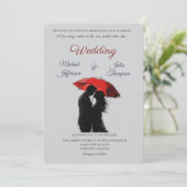 Romantische Parijse rode paraplu liefde silhouet Kaart (Staand voorkant)