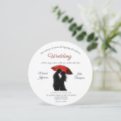 Romantische Parijse rode paraplu liefde silhouet Kaart (Staand voorkant)