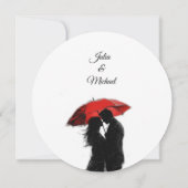 Romantische Parijse rode paraplu liefde silhouet Kaart (Achterkant)