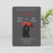 Romantische Parijse rode paraplu liefde silhouet Kaart (Staand voorkant)