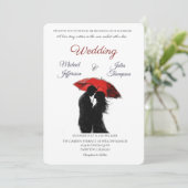 Romantische Parijse rode paraplu liefde silhouet Kaart (Staand voorkant)