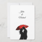 Romantische Parijse rode paraplu liefde silhouet Kaart (Achterkant)
