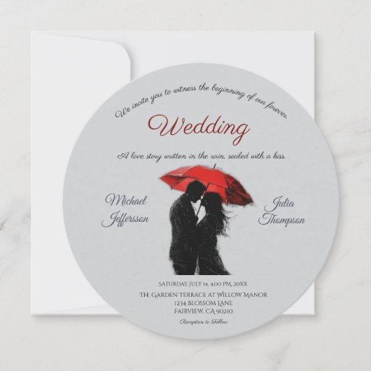 Romantische Parijse rode paraplu liefde silhouet Kaart (Voorkant)