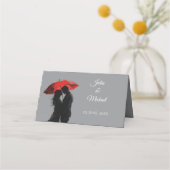 Romantische Parijse rode paraplu liefde silhouet Plaatskaartje (Achterkant)
