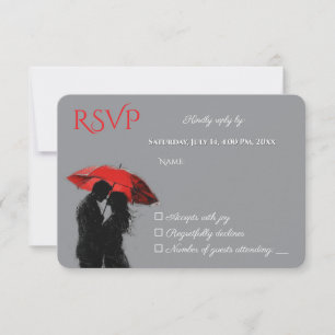 Romantische Parijse rode paraplu liefde silhouet RSVP Kaartje