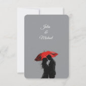 Romantische Parijse rode paraplu liefde silhouet RSVP Kaartje (Achterkant)