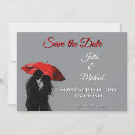 Romantische Parijse rode paraplu liefde silhouet Save The Date