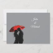 Romantische Parijse rode paraplu liefde silhouet Save The Date (Achterkant)