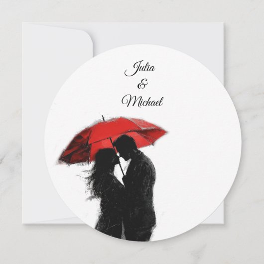 Romantische Parijse rode paraplu liefde silhouet Save The Date (Achterkant)