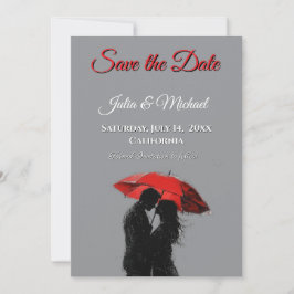 Romantische Parijse rode paraplu liefde silhouet Save The Date
