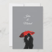 Romantische Parijse rode paraplu liefde silhouet Save The Date (Achterkant)