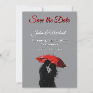 Romantische Parijse rode paraplu liefde silhouet Save The Date