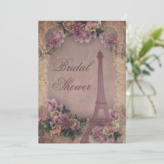 Romantische Parijse  Rozen Kant Vrijgezellenfeest Kaart (Staand voorkant)