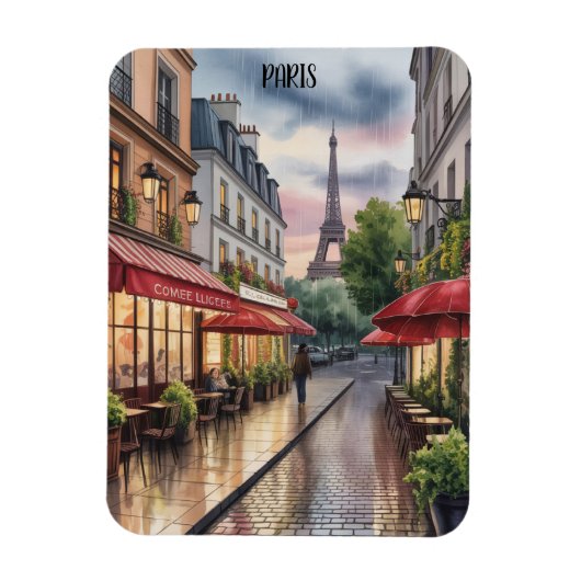 Romantische Parijse straat Eiffeltoren Aquarel Magneet (Verticaal)