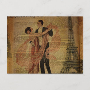 Romantische Parijse Waltz ballroom dansers Briefkaart