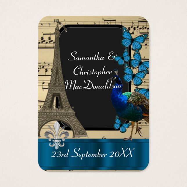 Romantische  Paris bruiloft gunst dank u label Visitekaartjes (Voorkant)