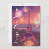 Romantische Paris Skyline Nieuwjaarswensen Feestdagenkaart (Voorkant)