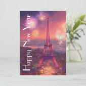 Romantische Paris Skyline Nieuwjaarswensen Feestdagenkaart (Staand voorkant)