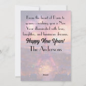 Romantische Paris Skyline Nieuwjaarswensen Feestdagenkaart (Achterkant)