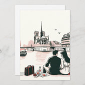 Romantische Parisian Picknick Liefde. Koester Mome Feestdagenkaart (Voorkant / Achterkant)