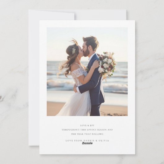 Romantische Pas getrouwd Vrolijk & Getrouwd Kerstf Feestdagenkaart (Achterkant)